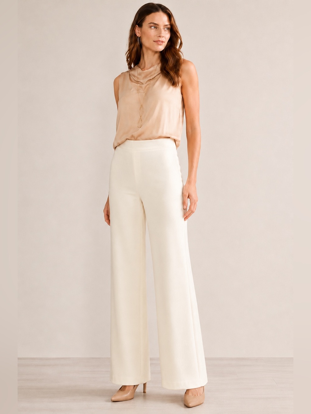 NWT NIC+ZOE Cream Dress Pants Size 12 Side Zip Career Trouser $138